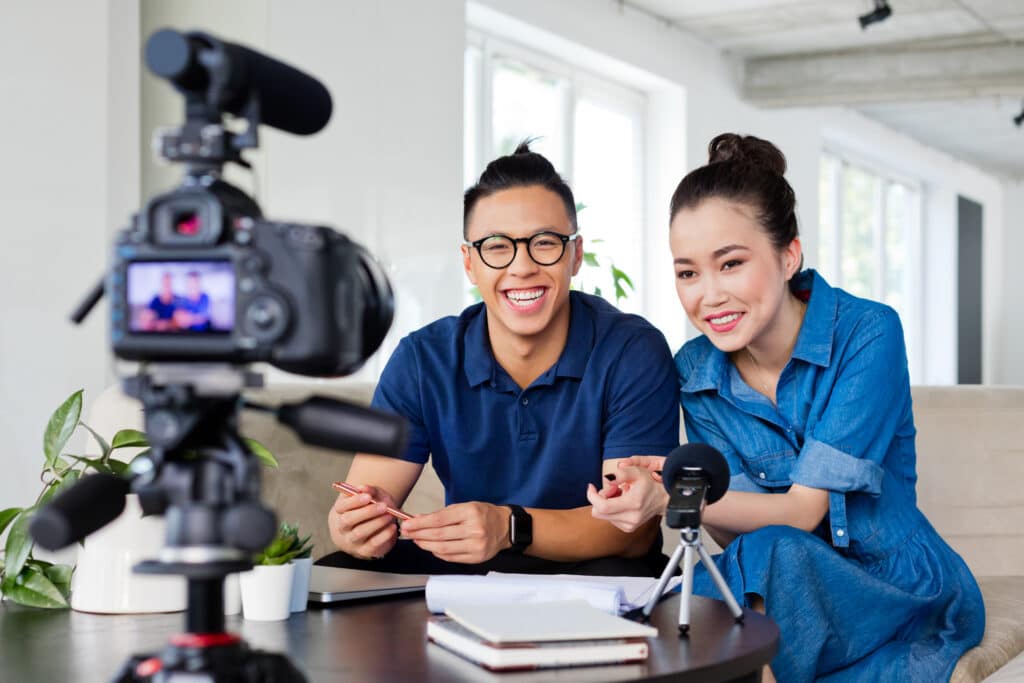 Young people recording a video